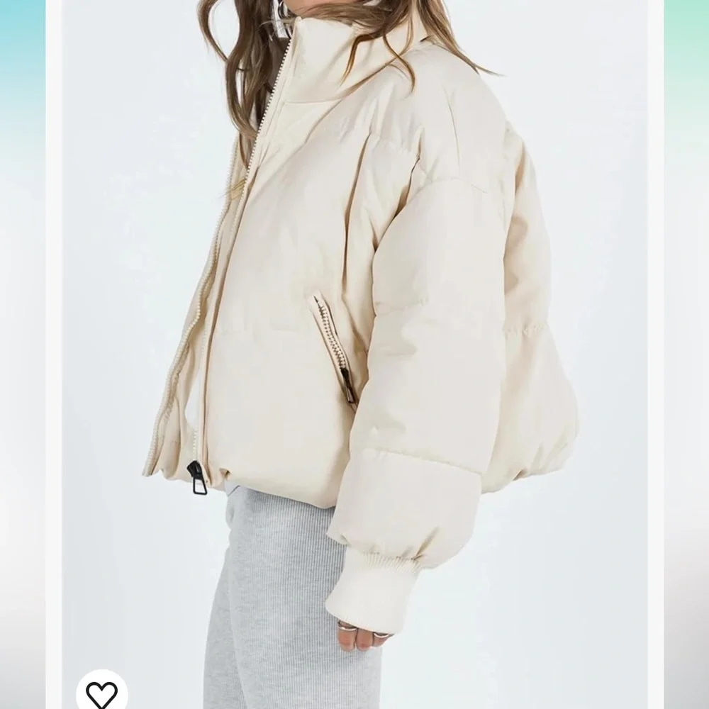 Cream Short Puffer - Picture 2 of 6